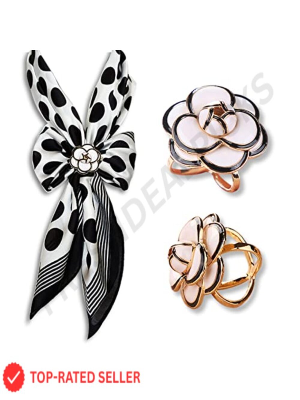 Scarf Ring Clip Set Pearl Alloy Shawl Buckle Brooch Pin Women